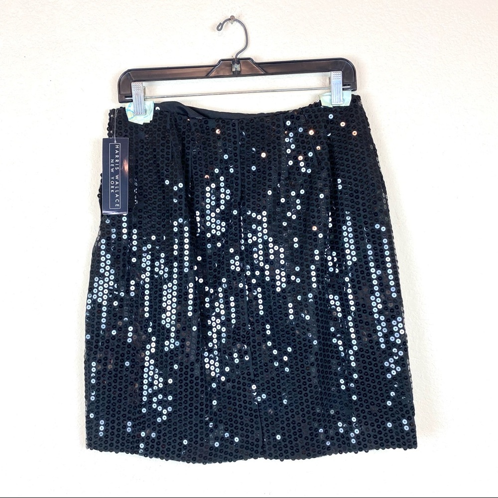 Harris Wallace Black Sequin Pencil Skirt - Picture 2 of 8